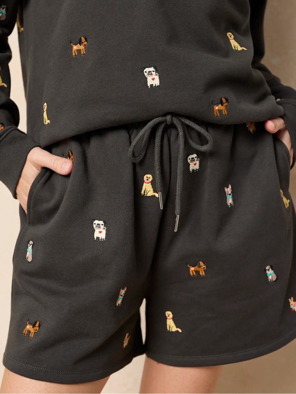 NWT Natural Life Dog Fave Little Things Embroidered Shorts